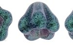 4X6mm Czech Glass Baby Bell Flower, Tanzanite with a Green Glow