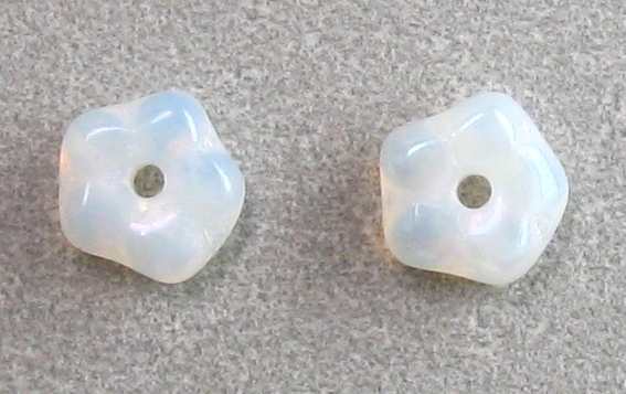 5mm Czech Glass Flower Spacer, White Opal AB
