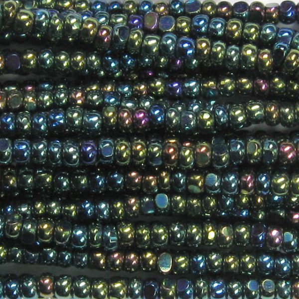 15/0 Czech Charlotte Cut Seed Bead Green Iris