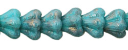 4X6mm Czech Glass Baby Bell Flower, Opaque Turquoise Lumi