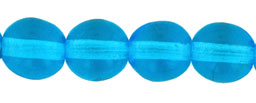6mm Czech Pressed Glass Round Druk Beads-Aqua Blue