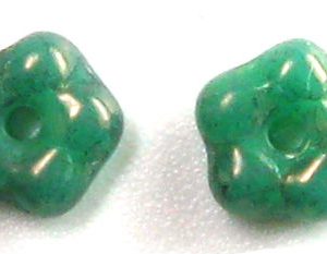 5mm Czech Glass Flower Spacer, Opaque Green Lumi