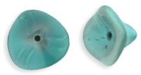 10X12mm Czech Glass 3-Petal Bell Flower, Opaque Seafoam and Grey Mix