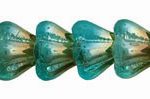 4X6mm Czech Glass Baby Bell Flower, Transparent Aqua Celsian