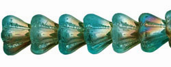 4X6mm Czech Glass Baby Bell Flower, Transparent Aqua Celsian