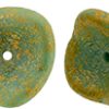 10X12mm Czech Glass 3-Petal Bell Flower, Turquoise with Antique Shimmer
