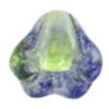 4X6mm Czech Glass Baby Bell Flower, Transparent Blueberry/Green Tea Coat
