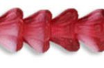4X6mm Czech Glass Baby Bell Flower, Cranberry/White