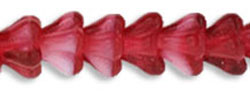 4X6mm Czech Glass Baby Bell Flower, Cranberry/White