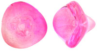 10X12mm Czech Glass 3-Petal Bell Flower, Transparent Hot Pink Coat