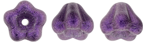 4X6mm Czech Glass Baby Bell Flower, Purple Metallic Suede