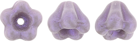 4X6mm Czech Glass Baby Bell Flower, Opalescent Opaque Lavender