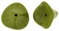 10X12mm Czech Glass 3-Petal Bell Flower, Opaque Olive