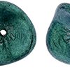 10X12mm Czech Glass 3-Petal Bell Flower, Satin Metallic Turquoise