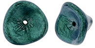 10X12mm Czech Glass 3-Petal Bell Flower, Satin Metallic Turquoise