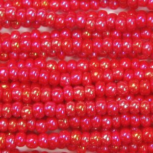 6/0 Czech Seed Bead, Opaque Red AB