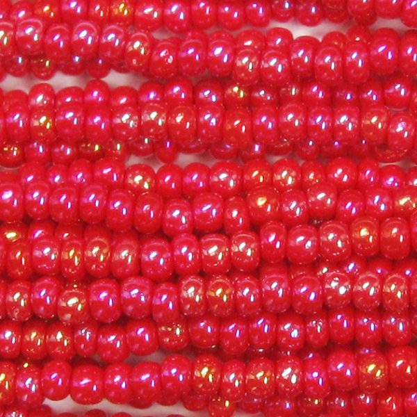 6/0 Czech Seed Bead, Opaque Red AB