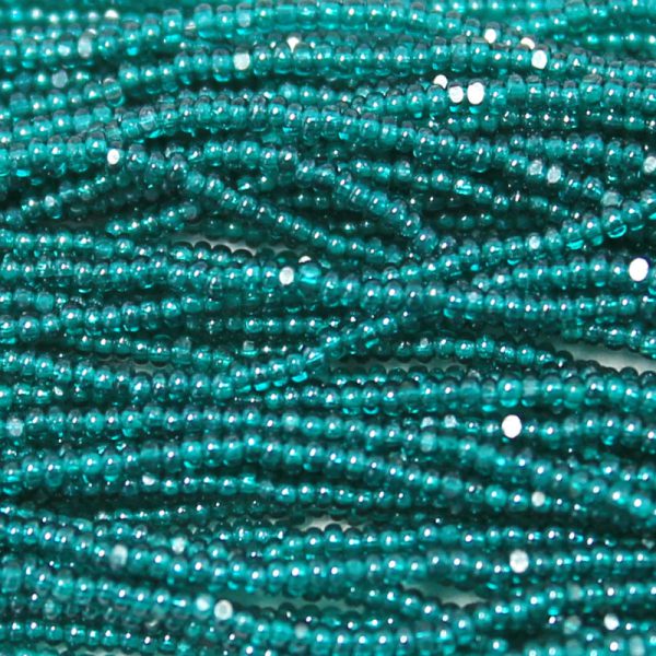 15/0 Czech Charlotte Cut Seed Bead Transparent Emerald Green Luster