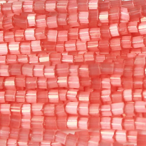 11/0 Czech Two Cut Seed Bead Pink Rose Satin Tint