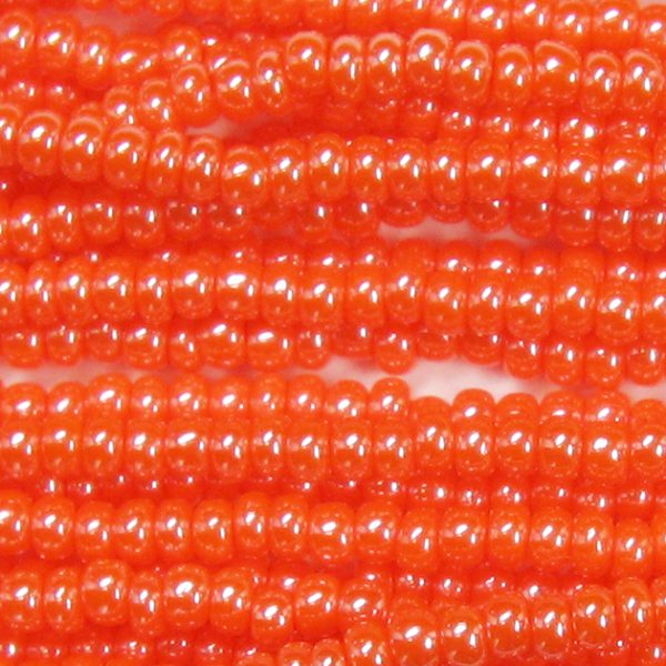 11/0 Czech Seed Bead, Opaque Dark Orange Luster