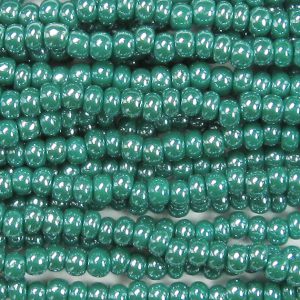 11/0 Czech Seed Bead, Opaque Dark Green Luster