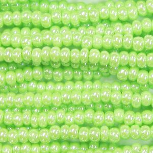 11/0 Czech Seed Bead, Opaque Light Green Luster