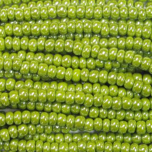 11/0 Czech Seed Bead, Opaque Olive Green Luster