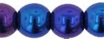 6mm Czech Pressed Glass Round Druk Beads-Blue Iris