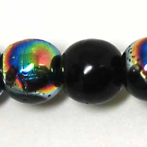 6mm Czech Pressed Glass Round Druk Beads-Jet Vitrail