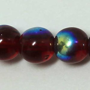 6mm Czech Pressed Glass Round Druk Beads- Dark Ruby AB Aurora Borealis