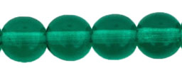 6mm Czech Pressed Glass Round Druk Beads-Emerald