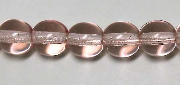 6mm Czech Pressed Glass Round Druk Beads-Rose