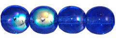 6mm Czech Pressed Glass Round Druk Beads-Sapphire AB
