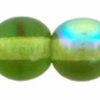 6mm Czech Pressed Glass Round Druk Beads-Olive Green AB