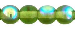6mm Czech Pressed Glass Round Druk Beads-Olive Green AB