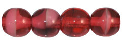 6mm Czech Pressed Glass Round Druk Beads-Cranberry & White