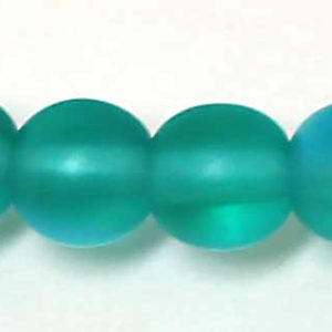 6mm Czech Pressed Glass Round Druk Beads-Frosted Light Emerald AB