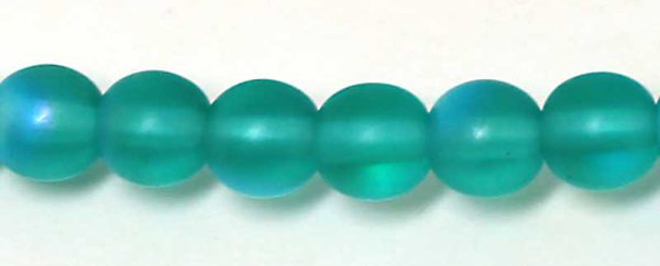 6mm Czech Pressed Glass Round Druk Beads-Frosted Light Emerald AB