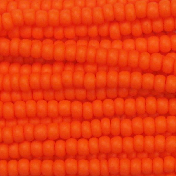 11/0 Frosted Opaque Dark Orange Czech Seed Beads
