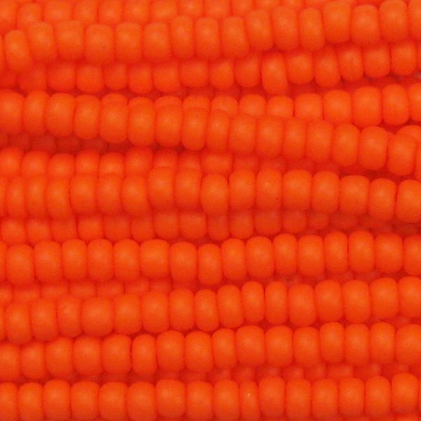 11/0 Frosted Opaque Dark Orange Czech Seed Beads