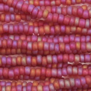 11/0 Frosted Transparent Garnet AB Czech Seed Bead