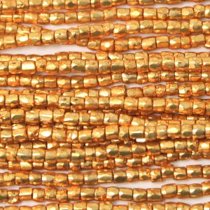 9/0 Czech Three Cut Seed Bead, Terra Galvanized Premium Gold