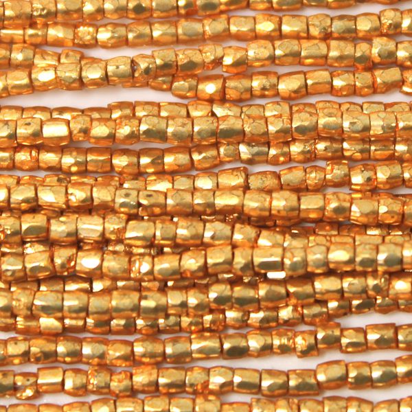 9/0 Czech Three Cut Seed Bead, Terra Galvanized Premium Gold