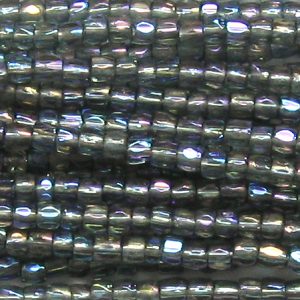 9/0 Czech Three Cut Seed Bead, Transparent Black Diamond AB