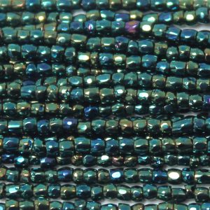 9/0 Czech Three Cut Seed Bead, Teal Iris