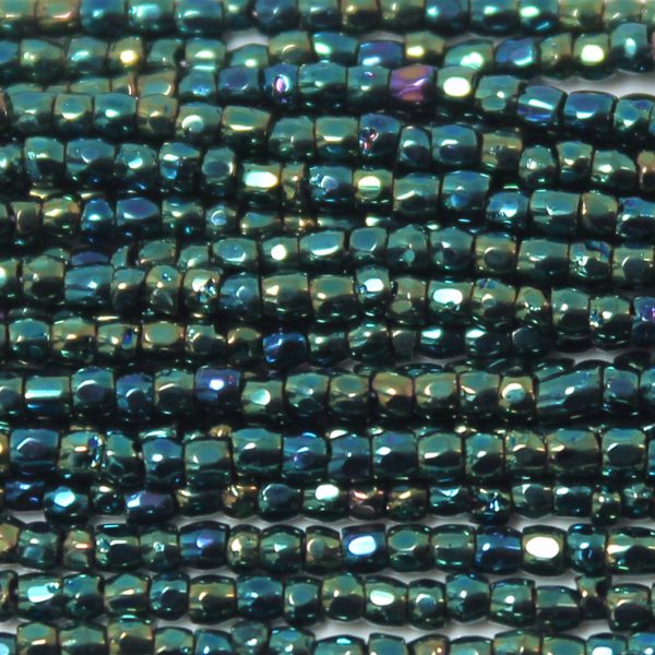 9/0 Czech Three Cut Seed Bead, Teal Iris