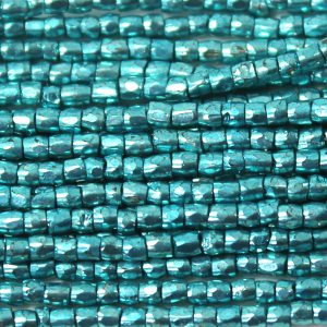 9/0 Czech Three Cut Seed Bead, Terra Galvanized Emerald