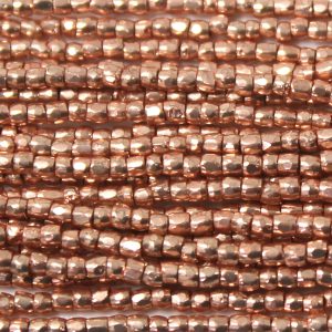 9/0 Czech Three Cut Seed Bead, Terra Galvanized Rose Gold