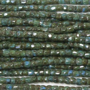 9/0 Czech Three Cut Seed Bead, Opaque Denim Picasso