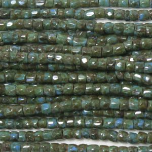 9/0 Czech Three Cut Seed Bead, Opaque Denim Picasso